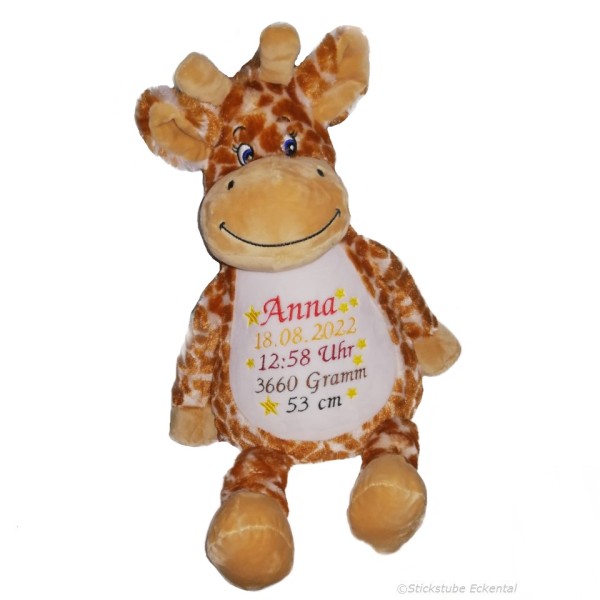 Giraffe Stofftier mit Wunschdaten
